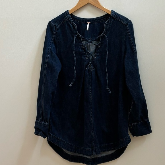 Free People Neopolitan Dream Top/Tunic/Dream Dark Indigo Medium - Picture 5 of 10